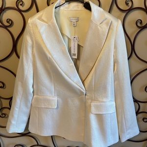 Top shop cream white shiny blazer small medium NWT